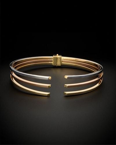 Italian Gold 14k Italian Tri-tone Gold Hinge Cuff Bracelet - Black