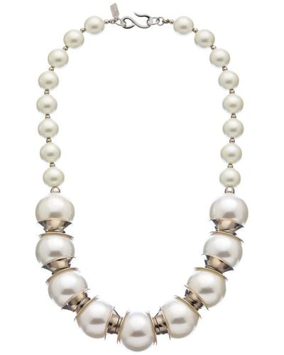 Kenneth Jay Lane Plated 12-21mm Faux Pearl Graduated Necklace - Metallic