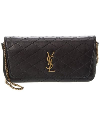 Saint Laurent Gaby Chain Quilted Leather Phone Holder - Black