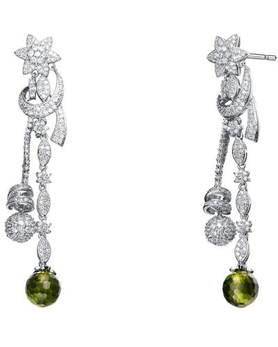 Genevive Jewelry Silver Cz Drop Earrings - White