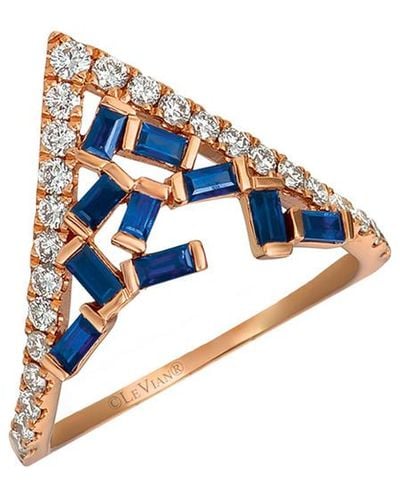 Le Vian Le Vian 14k Rose Gold 1.09 Ct. Tw. Diamond & Sapphire Ring - Blue