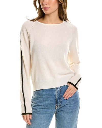 SCOTT & SCOTT LONDON Contrast Stripe Mini Cashmere Sweater - White