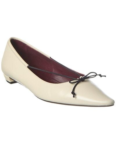 The Row Claudette Bow Leather Flat - White