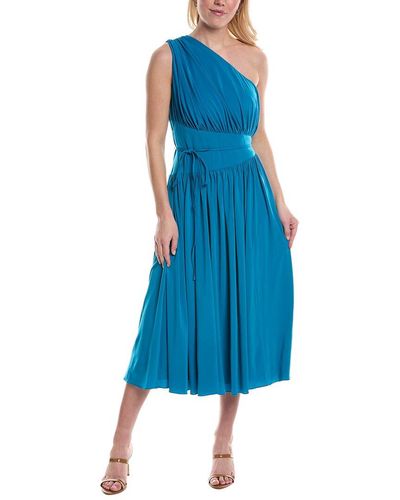 Halston One-shoulder Midi Dress - Blue