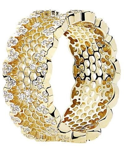 PANDORA 18k Plated Cz Honeycomb Lace Ring - Metallic