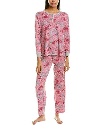 Ellen Tracy 3pc Henley Pajama Set - Pink
