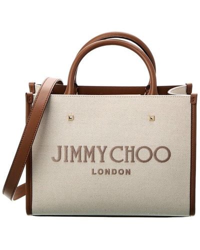 Jimmy Choo Avenue Small Canvas & Leather Tote - Brown