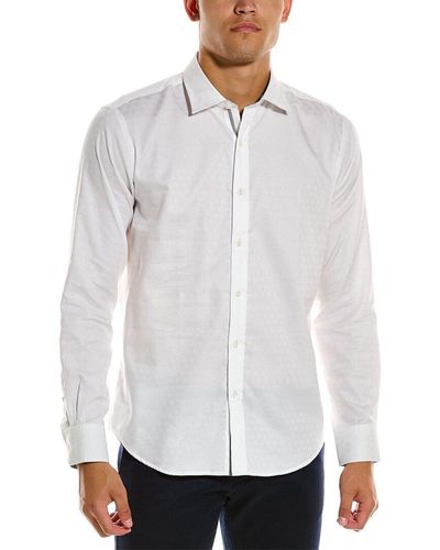 Bugatchi Shaped Fit Woven Shirt - White