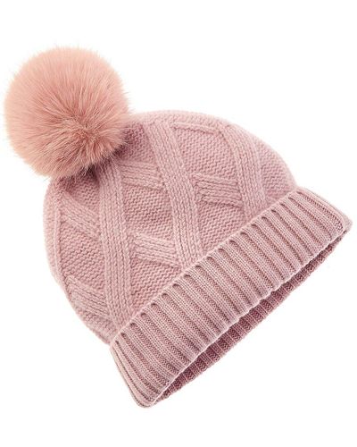 Sofiacashmere Diamond Rib Cashmere Hat - Pink