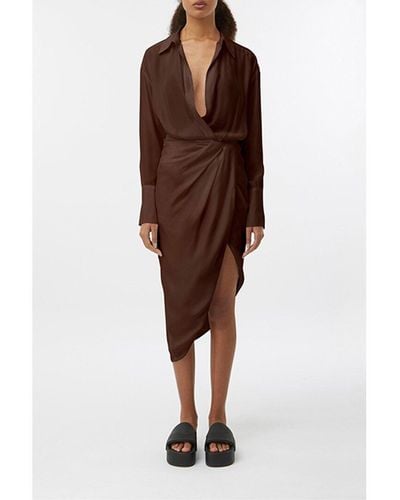 GAUGE81 Puno Silk Midi Dress - Brown