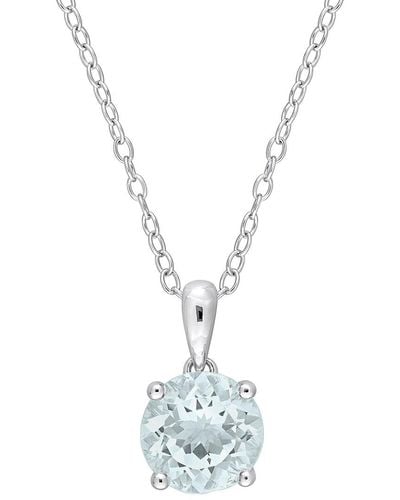 Rina Limor Silver 1.65 Ct. Tw. Aquamarine Heart Pendant Necklace - Metallic