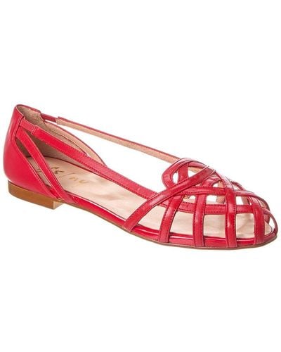French Sole Deejay Leather Flat - Red