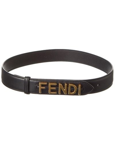 Fendi Graphy Leather Belt - Black