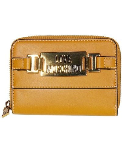 Love Moschino Leather Compact Wallet - Natural