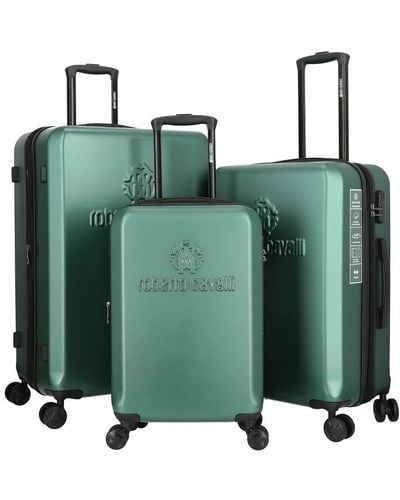 Roberto Cavalli Classic Logo Collection 3pc Expandable Luggage Set - Green