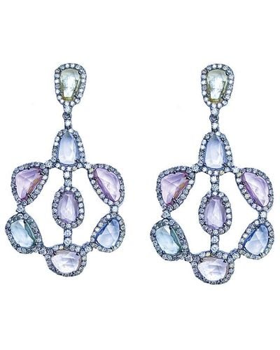 Arthur Marder Fine Jewelry 14k & Silver 20.99 Ct. Tw. Diamond & Sapphire Earrings - Blue