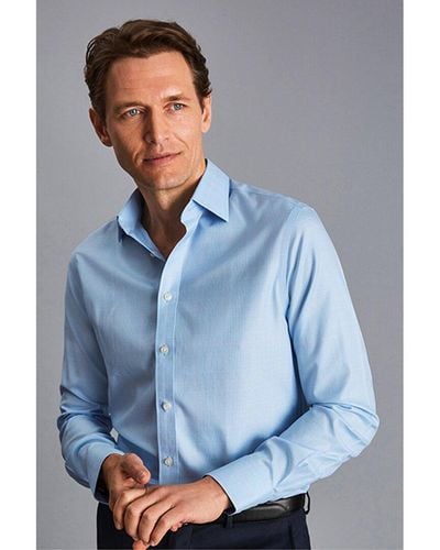 Charles Tyrwhitt Non-iron Prince Of Wales Slim Fit Shirt - Blue