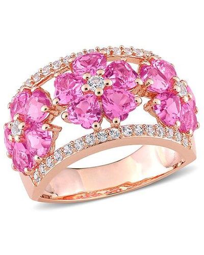 Rina Limor Rose Gold Plated 5.27 Ct. Tw. Gemstone Ring - Pink
