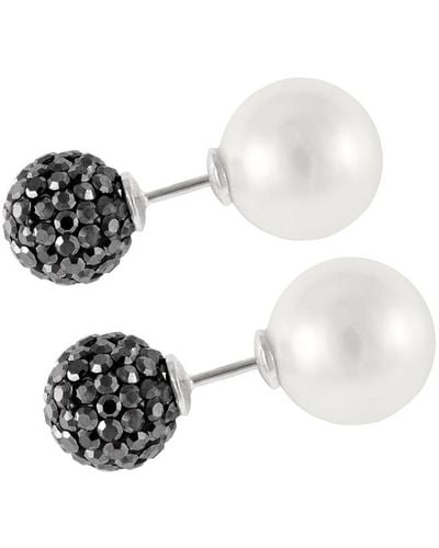 Splendid Rhodium Over Silver 10-14mm Pearl Earrings - White