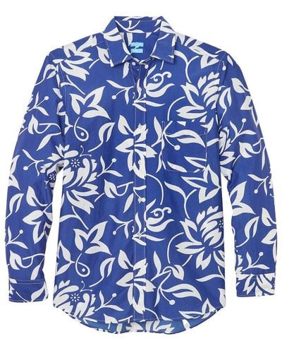 J.McLaughlin Waikiki Gramercy Modern Fit Linen-blend Shirt - Blue