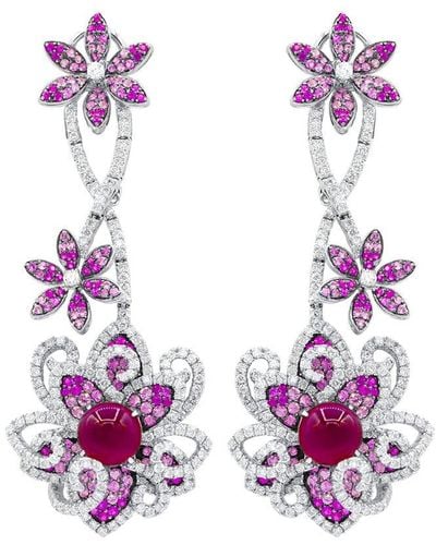 Diana M. Jewels Fine Jewellery 18k White Gold 5.57 Ct. Tw. Diamond Earrings - Purple