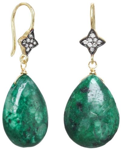Rachel Reinhardt Jewelry 14k Over Silver Agate Cz Earrings - Green