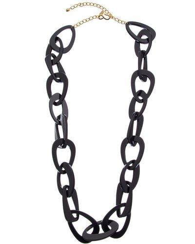 Kenneth Jay Lane Plated Resin Link Necklace - Black