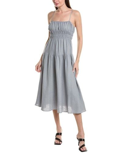 WeWoreWhat Scrunchie Linen-blend Midi Dress - Grey