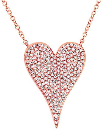 Diana M. Jewels Fine Jewelry 14k Rose Gold 0.43 Ct. Tw. Diamond Heart Necklace - Pink