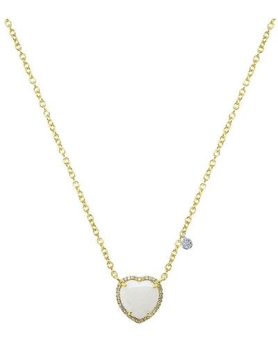 Meira T 14k 2.07 Ct. Tw. Diamond & White Opal Heart Necklace - Metallic