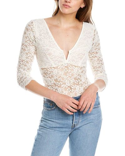 BCBGMAXAZRIA Lace Bodysuit - White