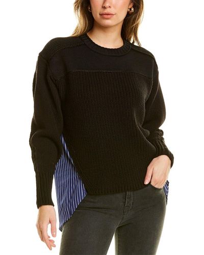 3.1 Phillip Lim Patchwork Woven Combo Sweater - Blue