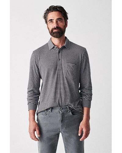 Faherty Cloud Striped Polo Shirt - Gray