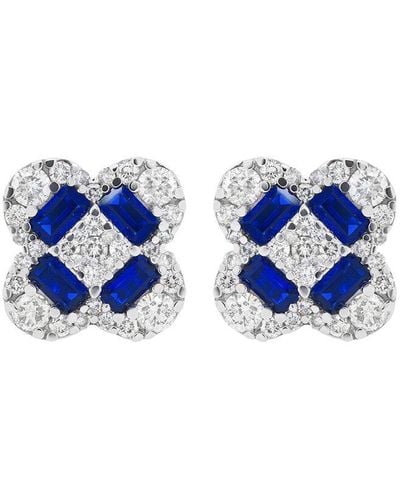 Diana M. Jewels Fine Jewelry 14k 1.53 Ct. Tw. Diamond & Sapphire Earrings - Blue