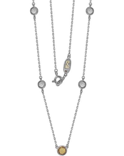 Suzy Levian Silver 0.02 Ct. Tw. Diamond & Sapphire Necklace - White