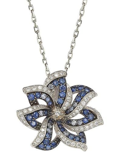 Suzy Levian Silver 1.00 Ct. Tw. Sapphire Necklace - Multicolor