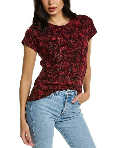 Rag & Bone All Over Snake Cotton Tee Classic Fit T-shirt - Red