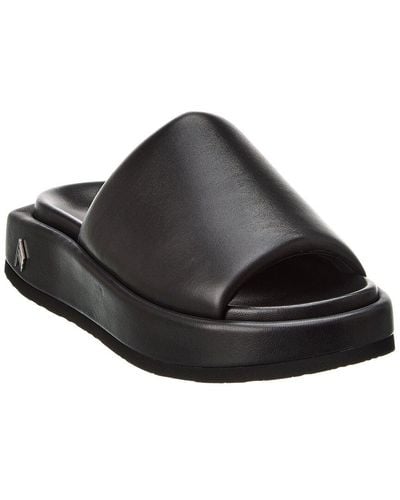 The Attico Mia Leather Flatform Sandal - Black