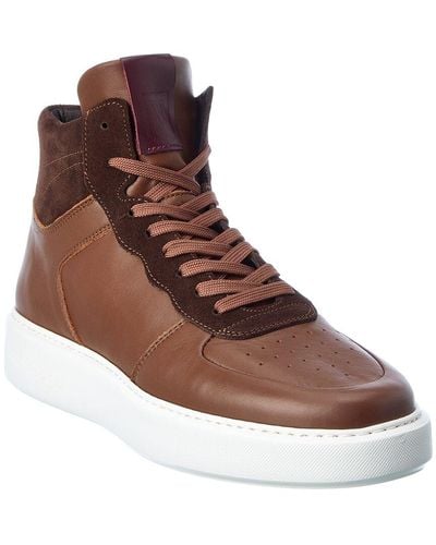 M by Bruno Magli Cesare Leather & Suede High-top Trainer - Brown