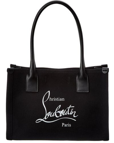 Christian Louboutin Nastroloubi E/w Small Canvas & Leather Tote - Black