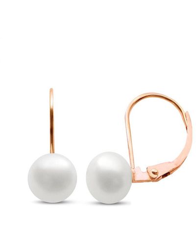 Liv Oliver 18k Rose Gold Plated 10-12mmmm Pearl Drop Earrings - White