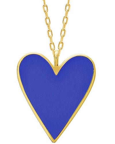 Gabi Rielle 14k Over Silver Enamel Heart Pendant Necklace - Blue