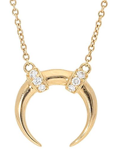 Nephora 14k 0.07 Ct. Tw. Diamond Double Horn Necklace - Metallic