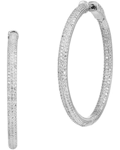 Savvy Cie Silver Cz Inside Out Hoops - White