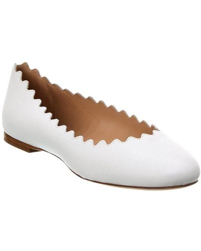 Chloé Lauren Scalloped Leather Ballerina Flat - White