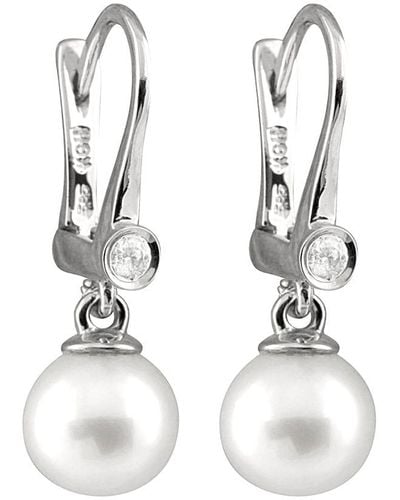 Masako Pearls Splendid Pearls 14k Diamond & 7-7.5mm Freshwater Pearl Earrings - Metallic