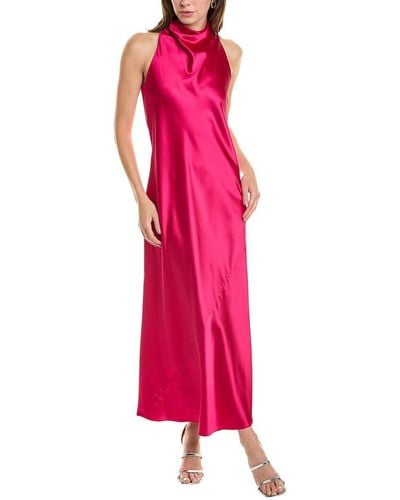 Anne Klein Cowl Neck Satin Midi Dress - Pink