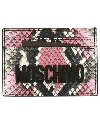 Moschino Leather Card Holder - Gray