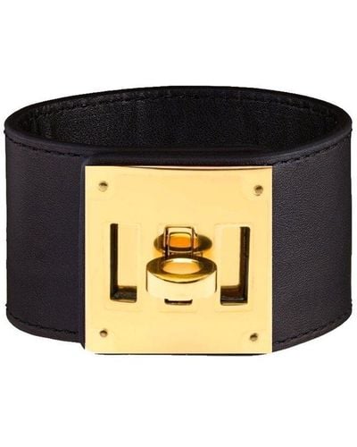 Liv Oliver 18k Plated Leather Bracelet - Black