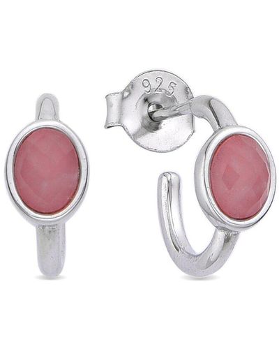 Eye Candy LA Silver Rose Quartz Earrings - Pink